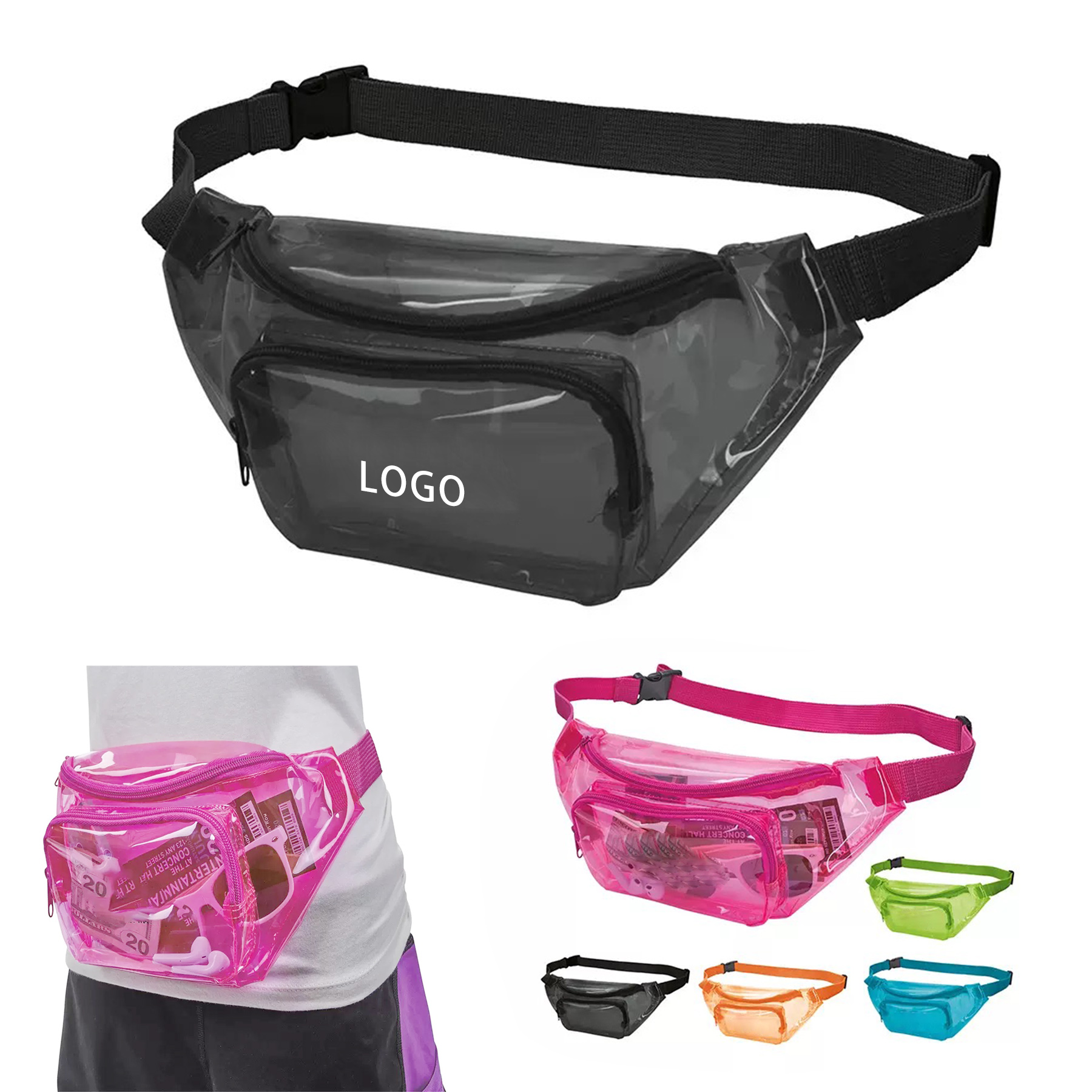 PVC Transparent Zipper Waist Bag 2