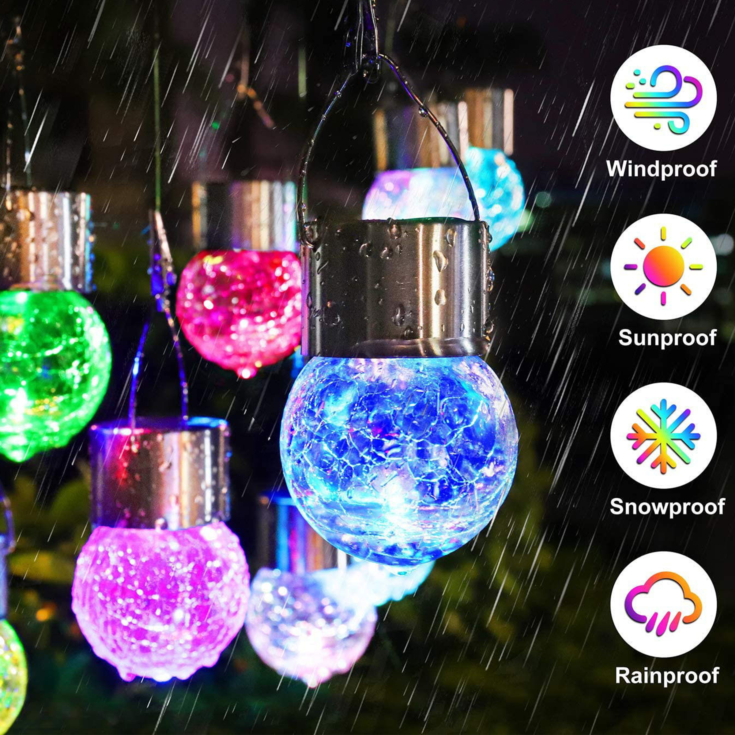 Glass Outdoor Hanging Cracked Ball Light 6