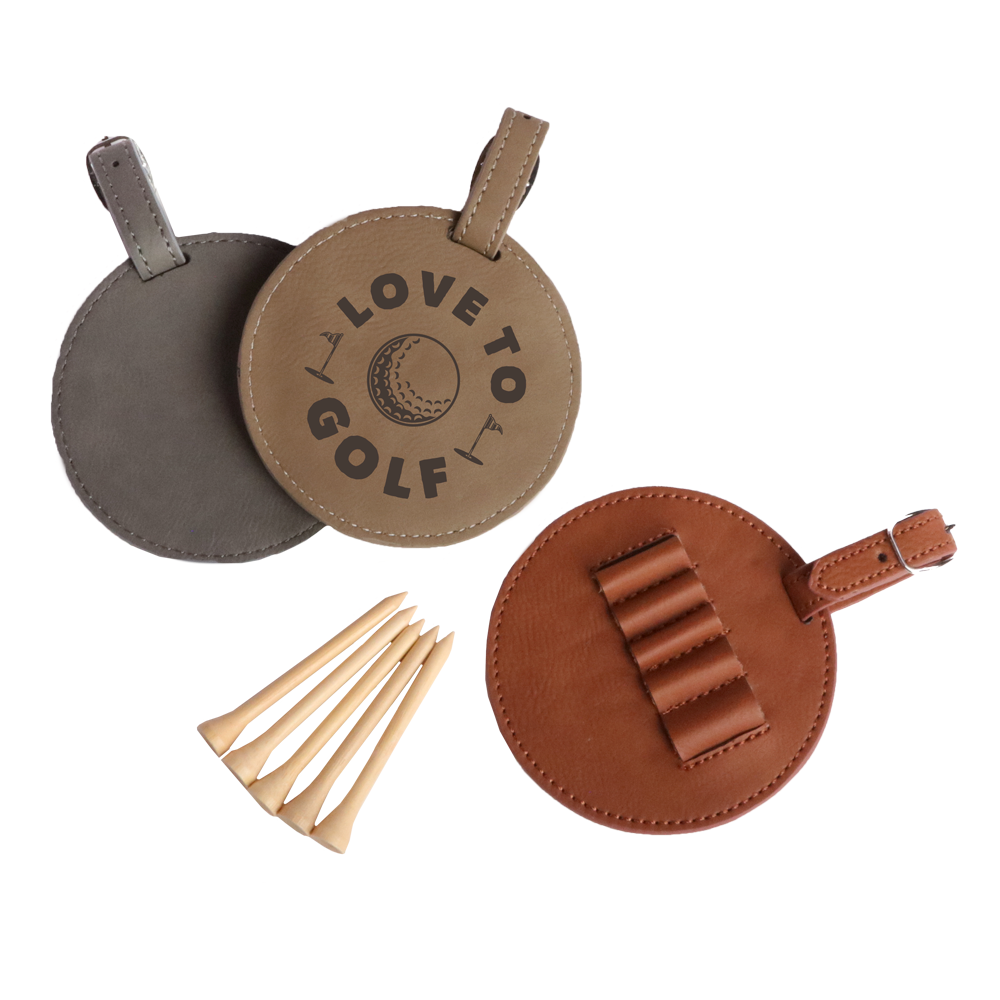 ROUND LEATHER GOLF TEE HOLDER 3