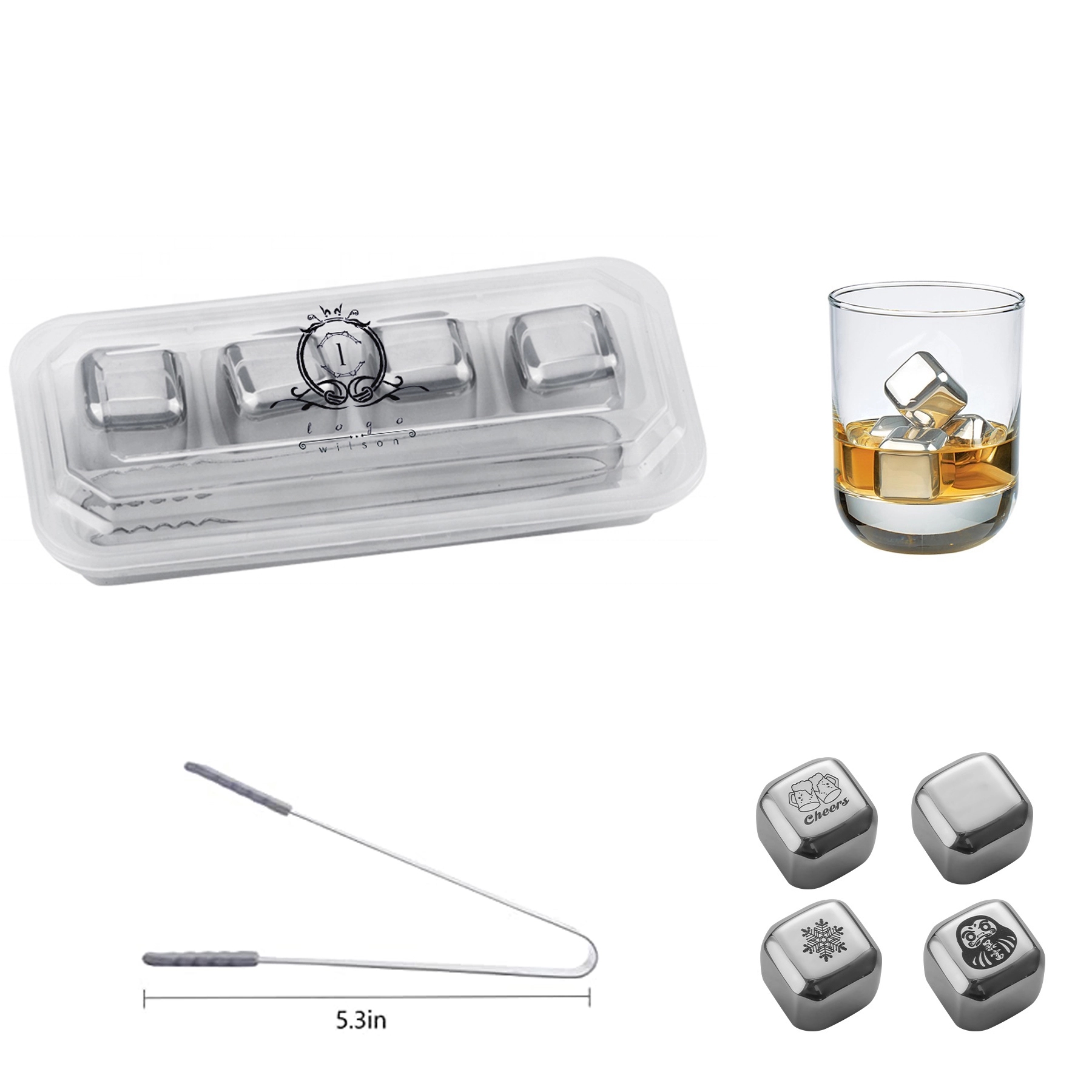 Stainless Steel Whiskey Ice Cubes Kits 3
