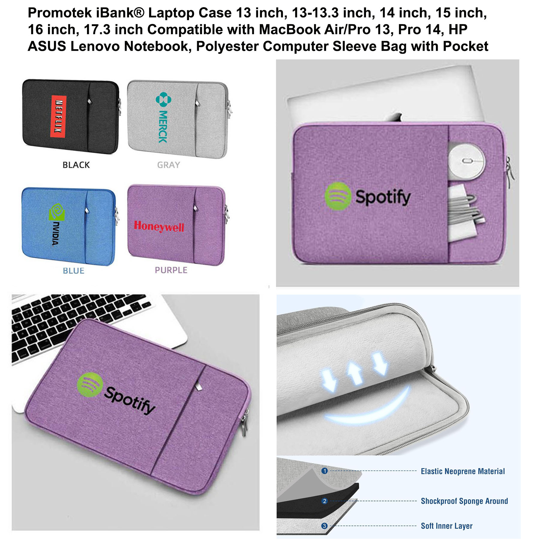 iBank ® Laptop Sleeve Case 17 Inch Water-resistant Protective Fabric Bag 1