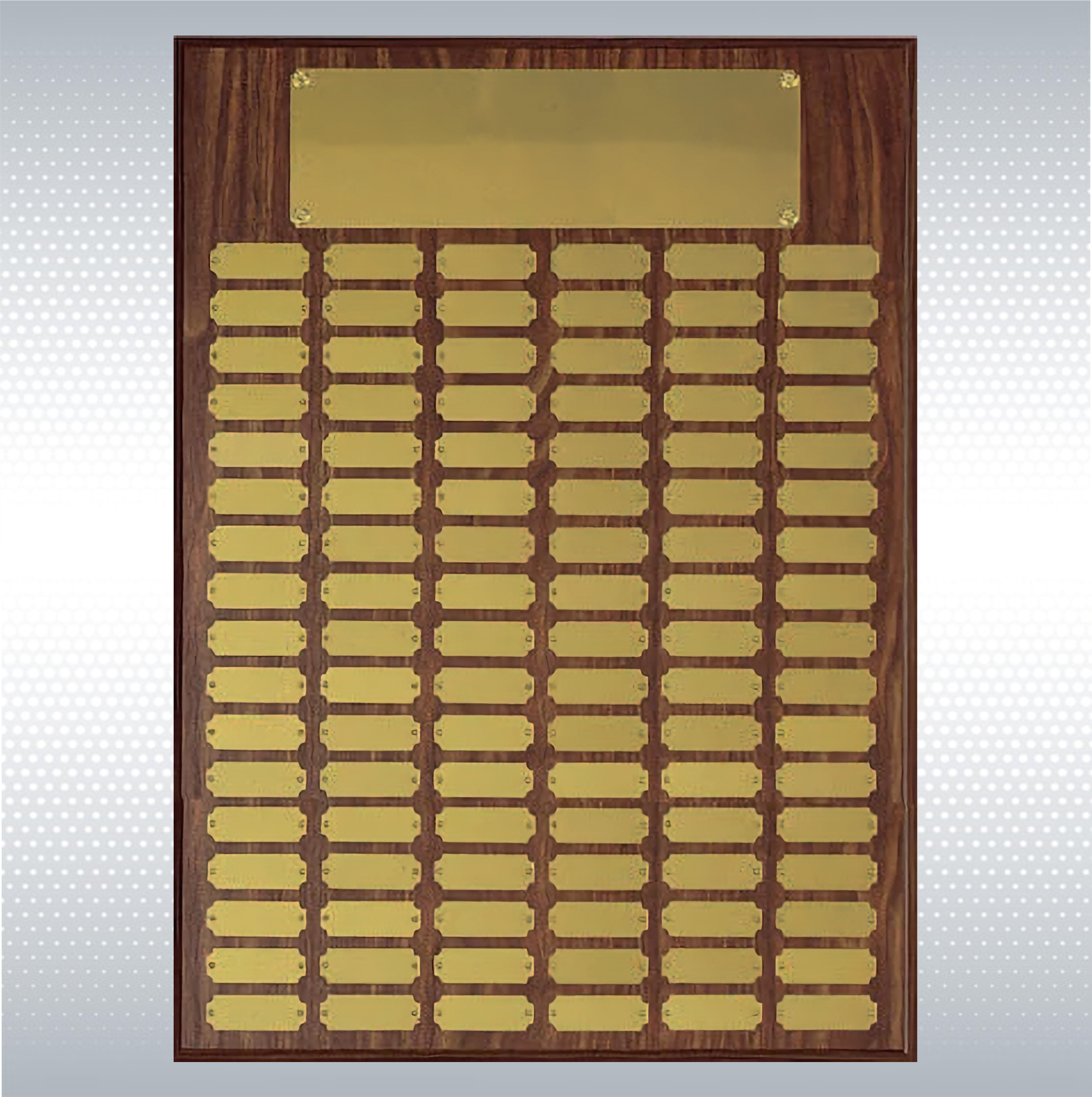 Walnut Perpetual Plaque w/102 Brass Plates (18"x24") 3
