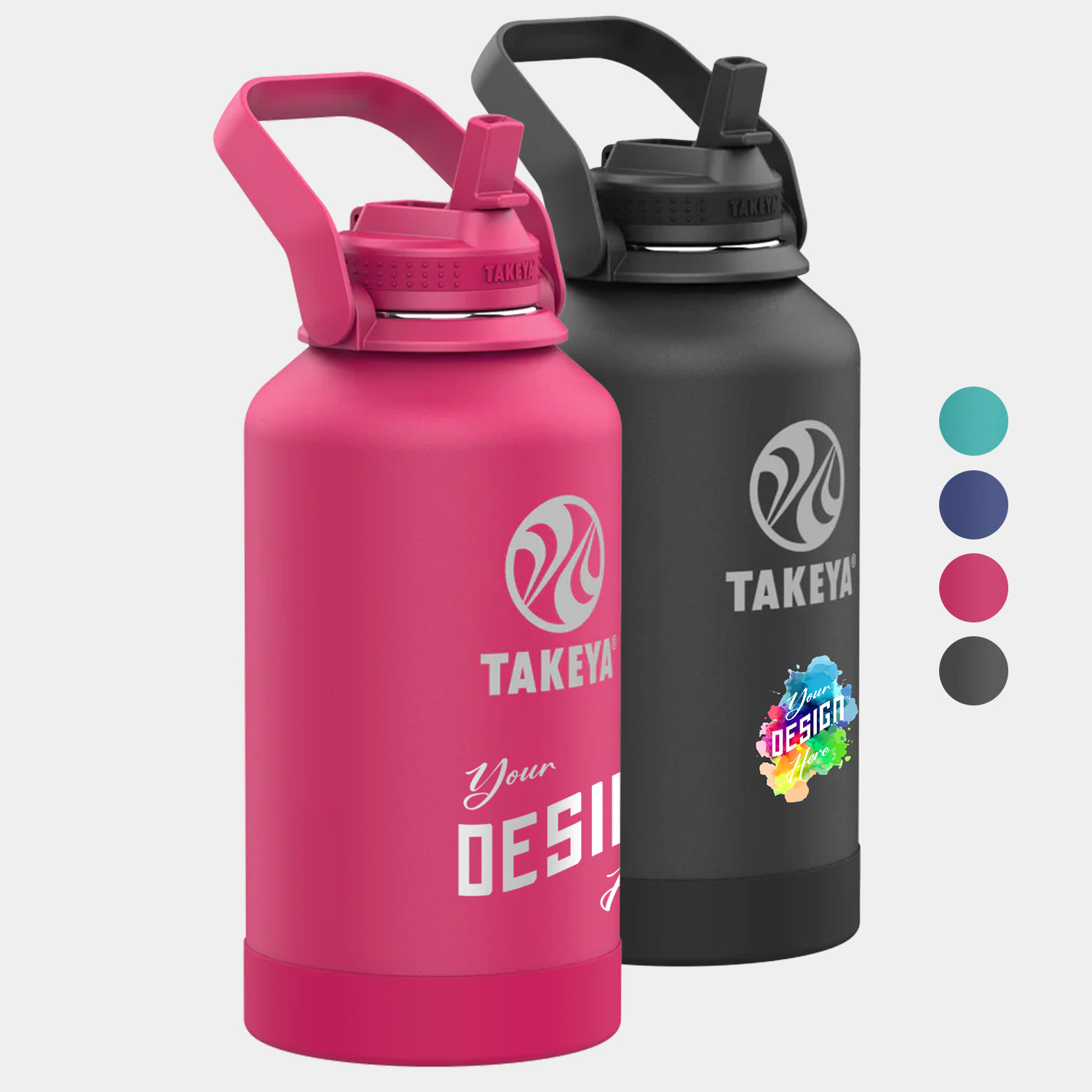 64 oz Takeya® Stainless Steel Insulated Pickle Ball Water Bottle w/ Straw Lid 1