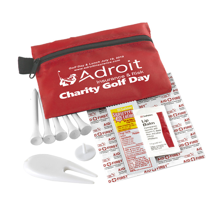 "DEL MONTE" 14 Piece Golf Kit Components inserted into Zipper Pack 22
