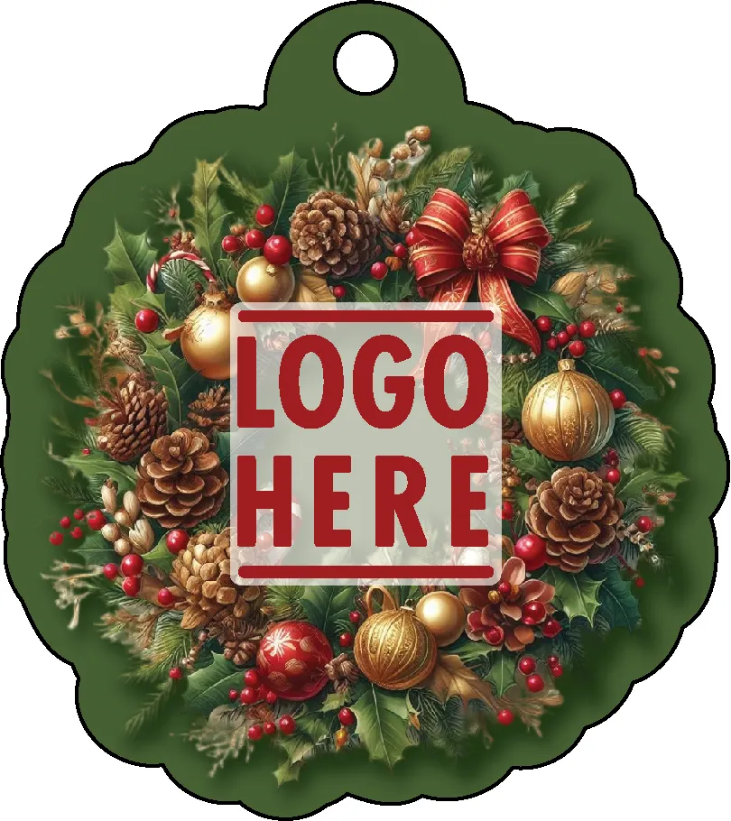 Full Color Acrylic Ornaments - Wreath with Pine Cones