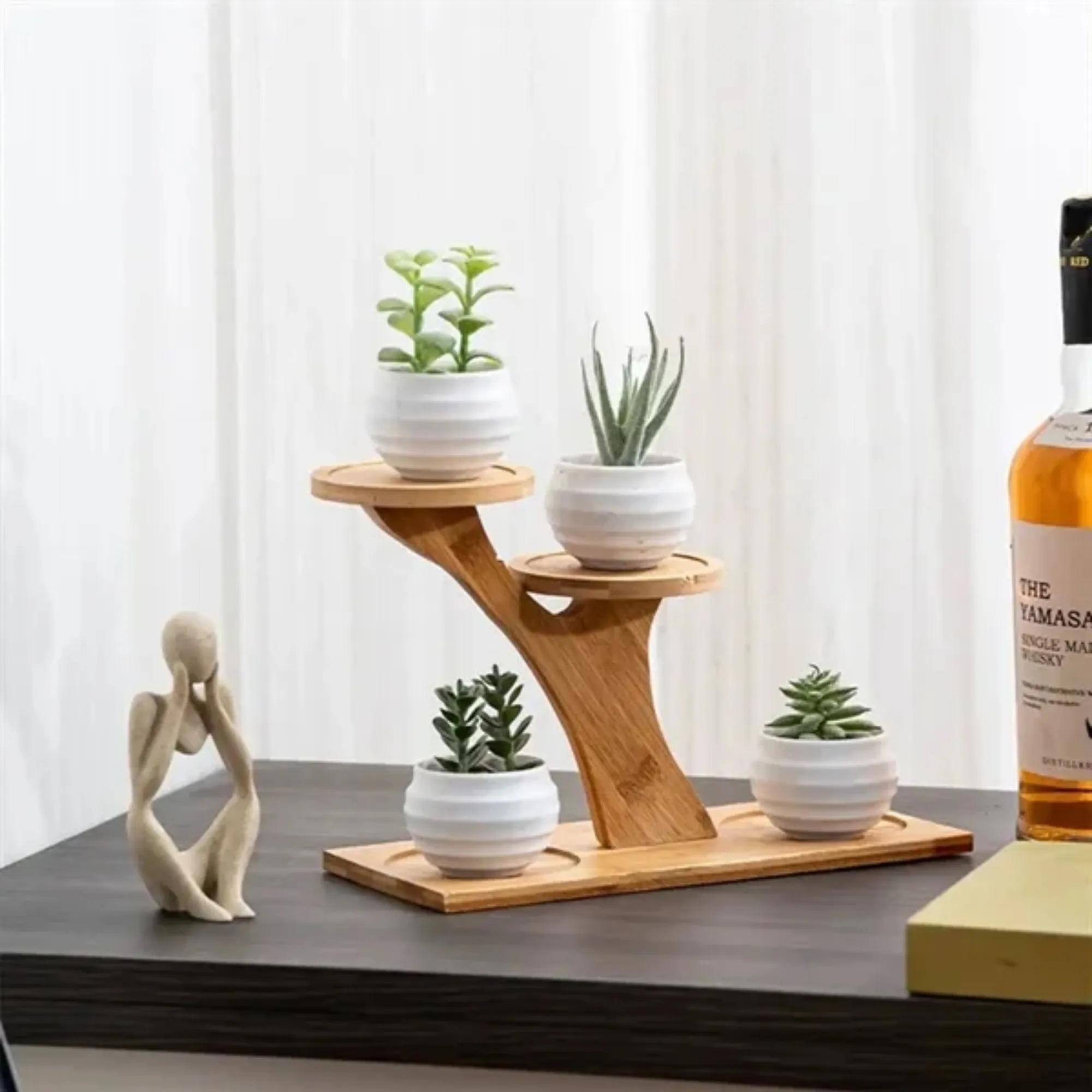 Wooden desktop plant rack indoor flower stand 4
