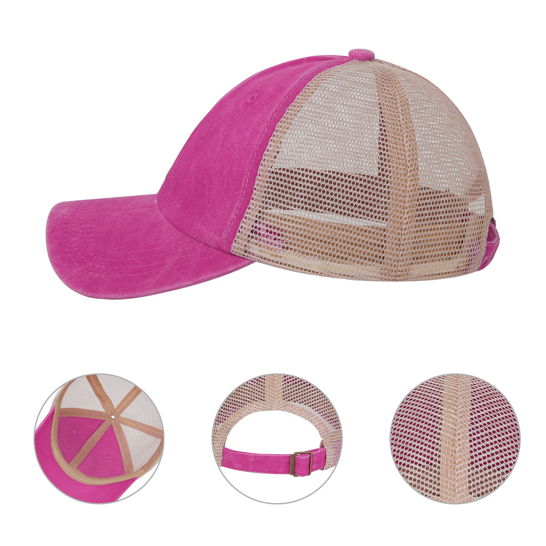 6 Panel Pigment-Dyed Cotton Soft Trucker Cap Vintage Mesh Hats 3
