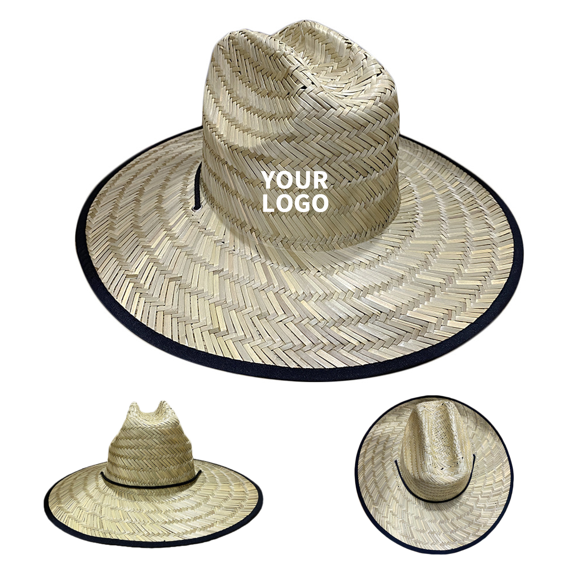 Straw Sun Hat With Lifeguard Patch 22.9" Jacquard 3