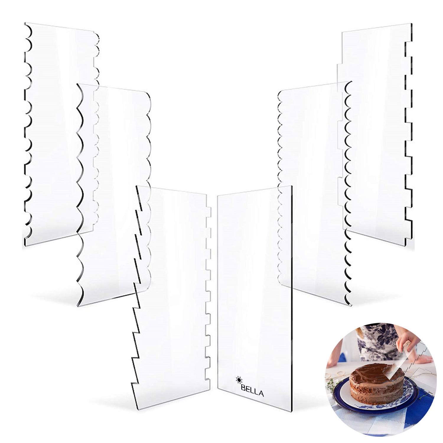 6 Pcs Clear Acrylic Cake Scraper 2