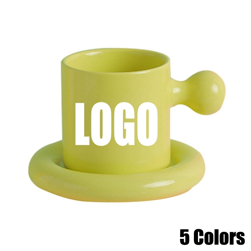 Custom 8.4 OZ. Ceramic Tea Cup Coffee Mug with Saucer Set 5
