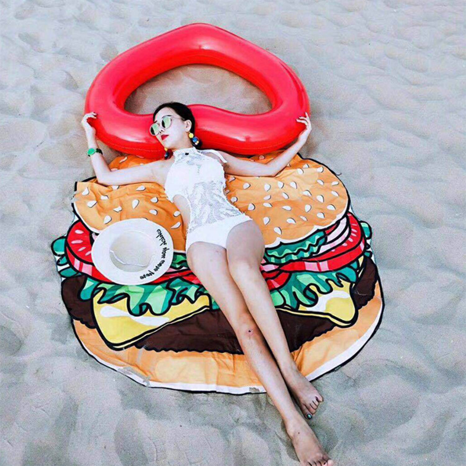 Thickened PVC Adult Heart-Shaped Inflatable Swimming Ring 4