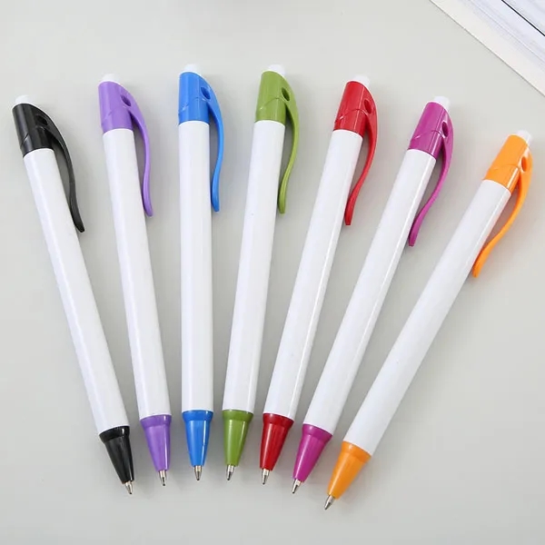 Cheap Plastic Ballpoint Pen W/ White Barrel 4