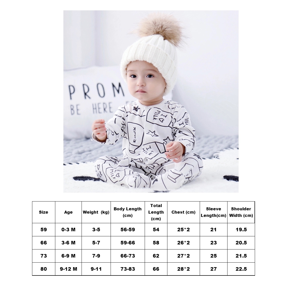 Printed Long Sleeve Cotton Baby Footed One Piece Romper 5