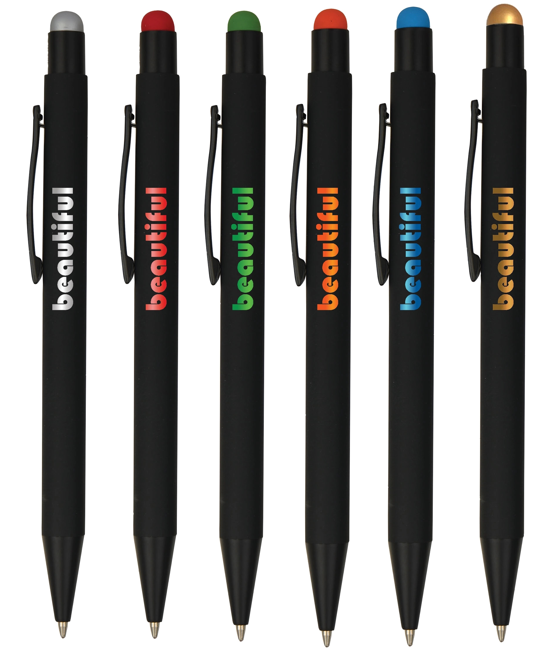 Soft-Velvet-Touch Click Metal Stylus Pen with Color Logos 11
