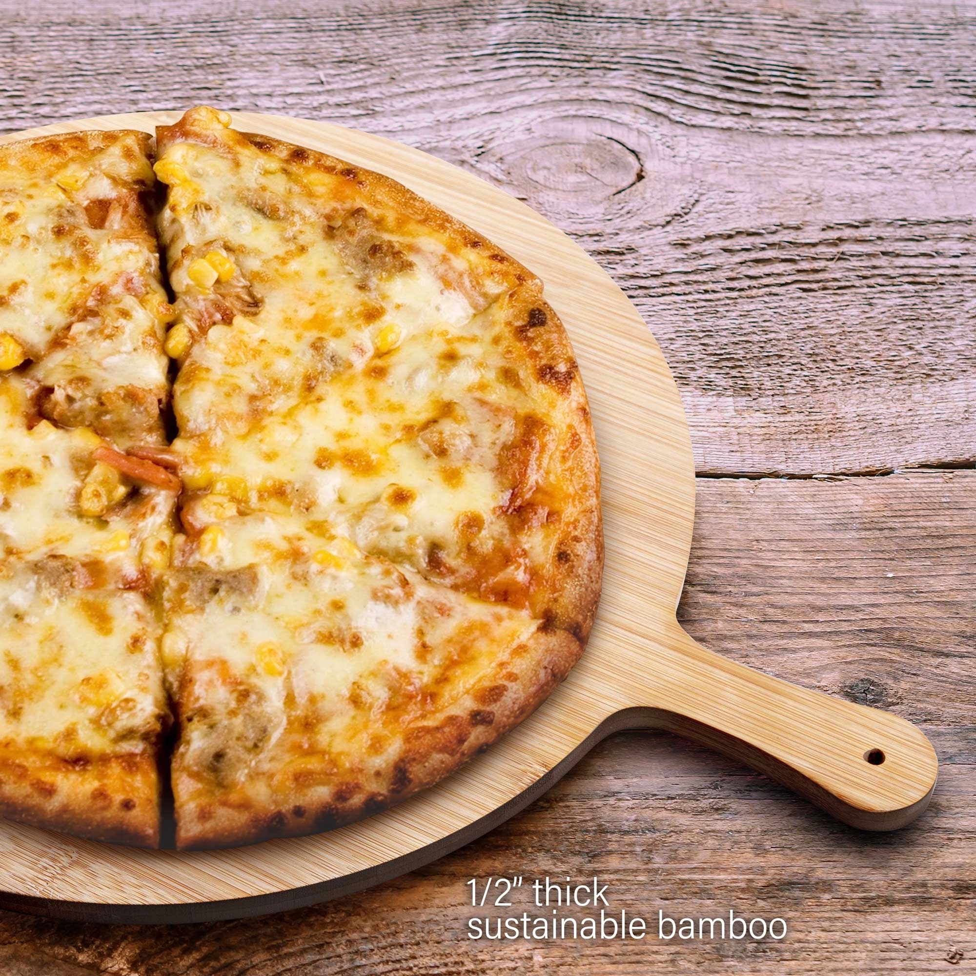 15-Inch Round Bamboo Pizza Cutting Board 2