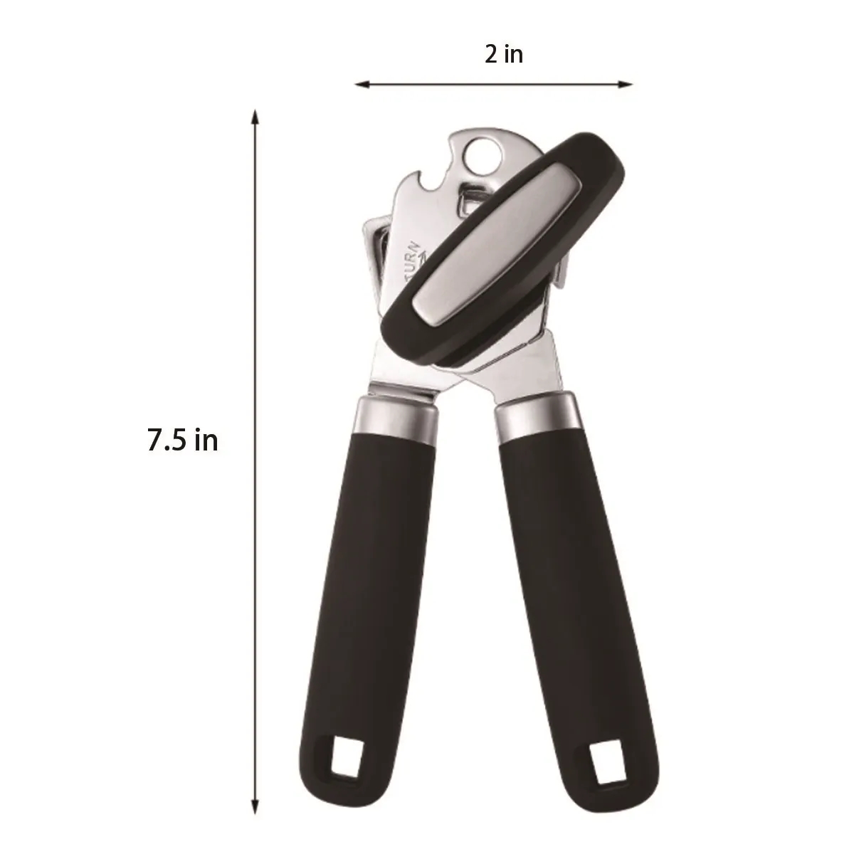 All-in-One Hand Easy Turn Can Opener with Soft Grip Handles 2