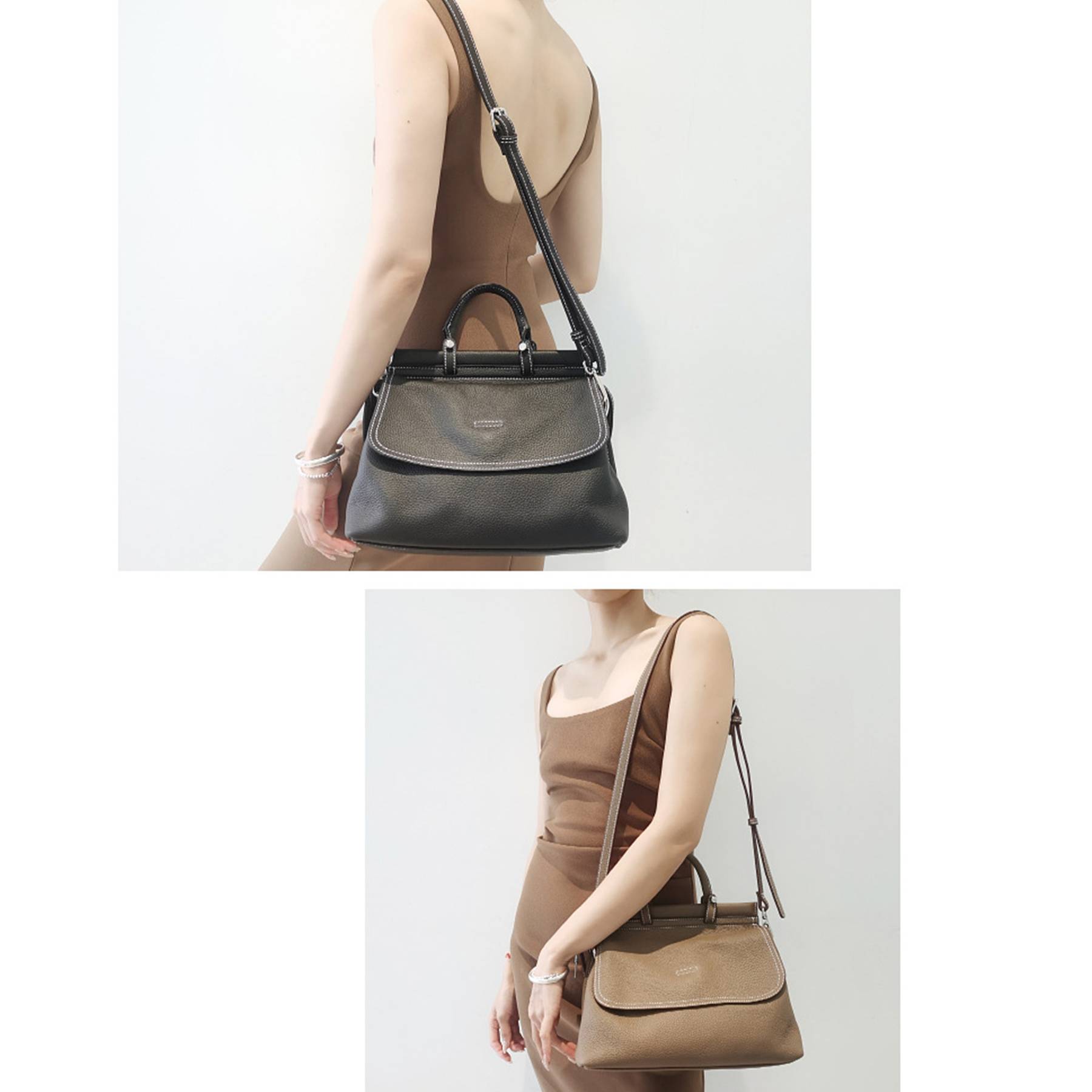 Genuine Leather Fashionable Large Crossbody Tote Bag 12