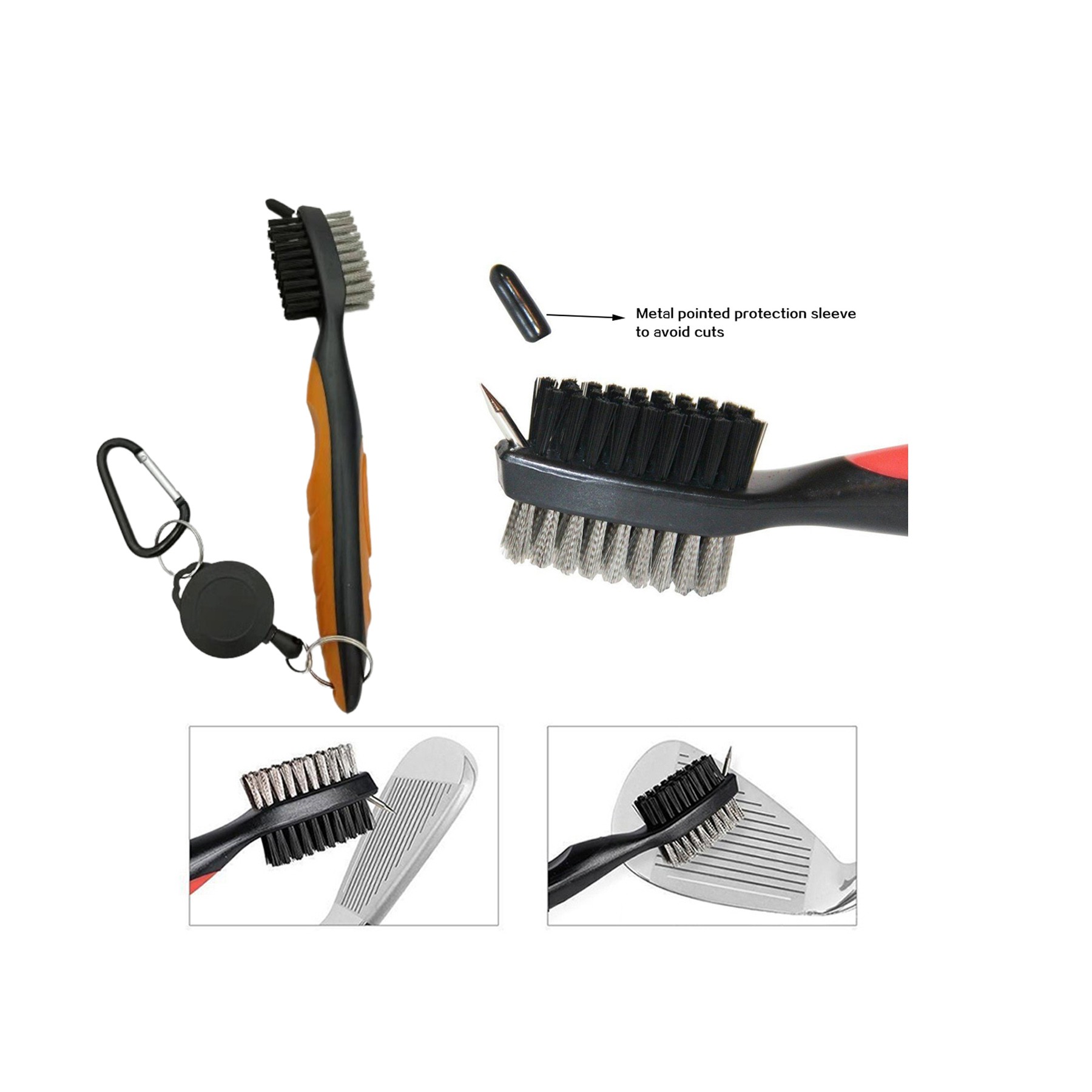 Golf Club Brush With Retractable Zip-Line 2