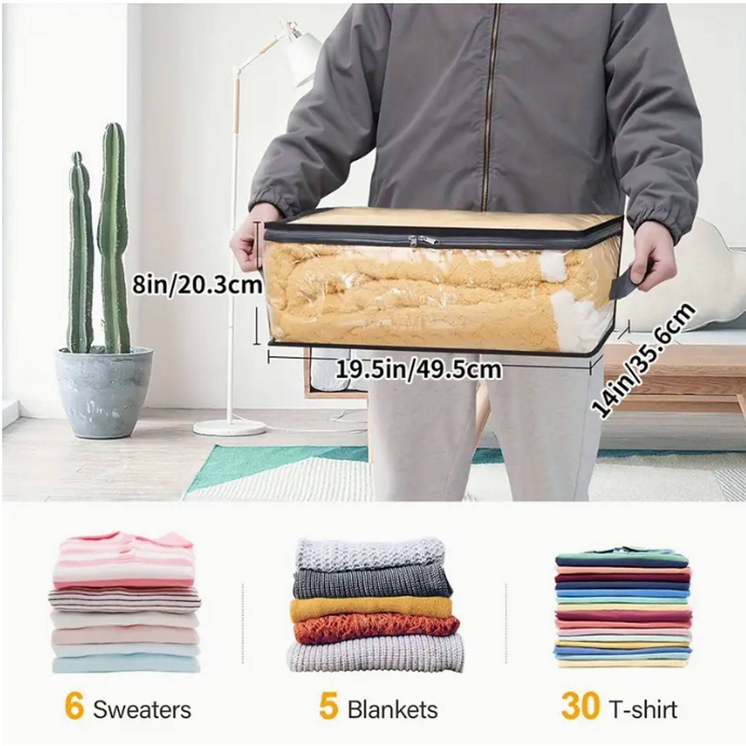 5pcs PVC Fabric Clear Storage Boxes 3
