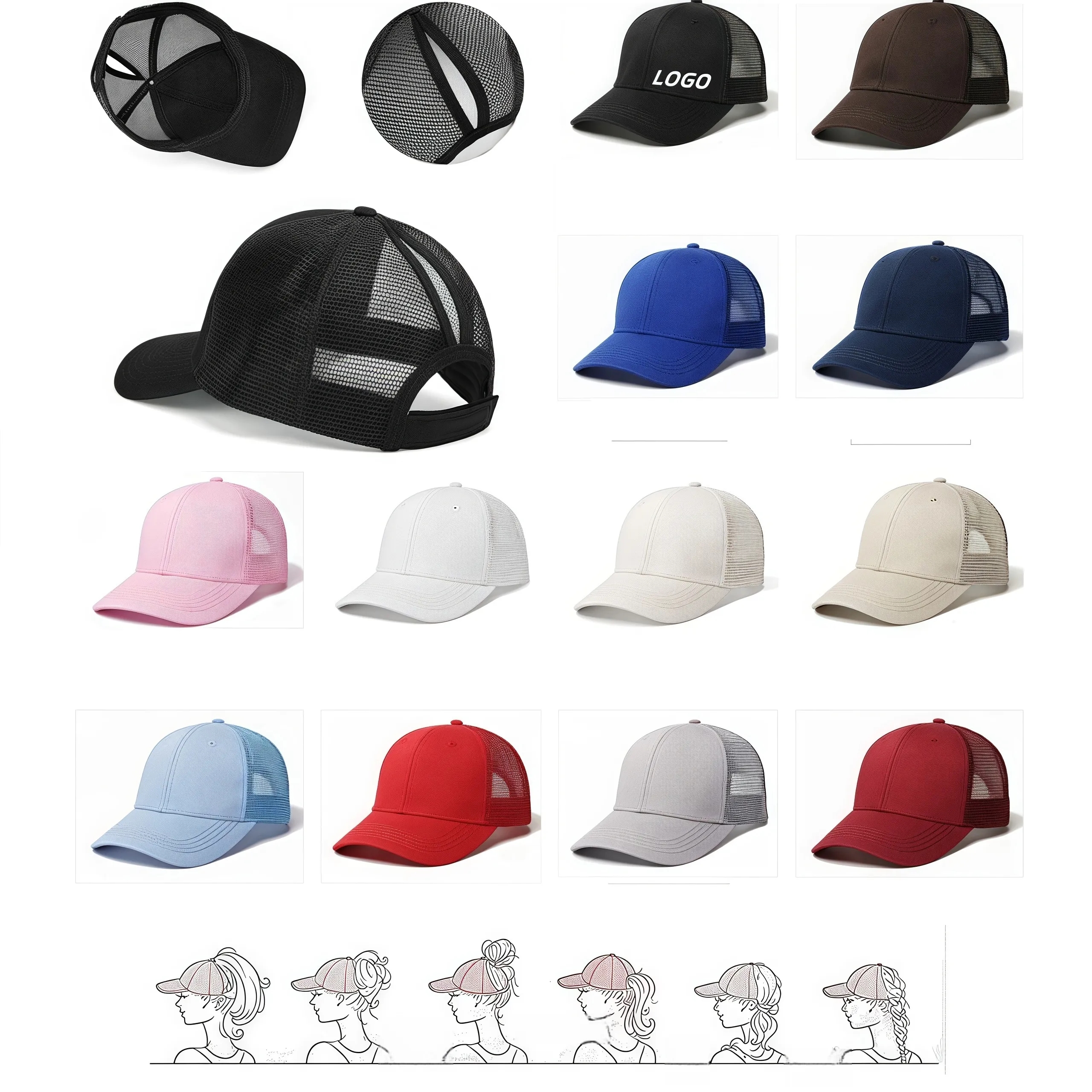 Breathable Mesh Women's Ponytail Sun Hat 18