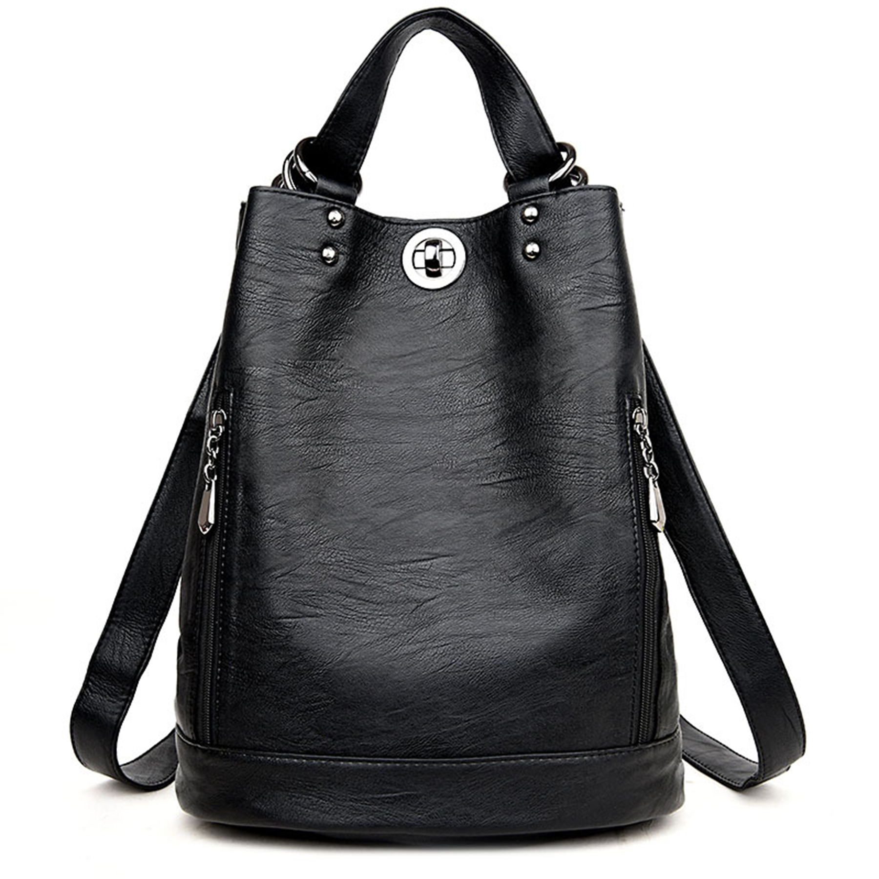 Pu high-capacity Bucket Backpack Women 7