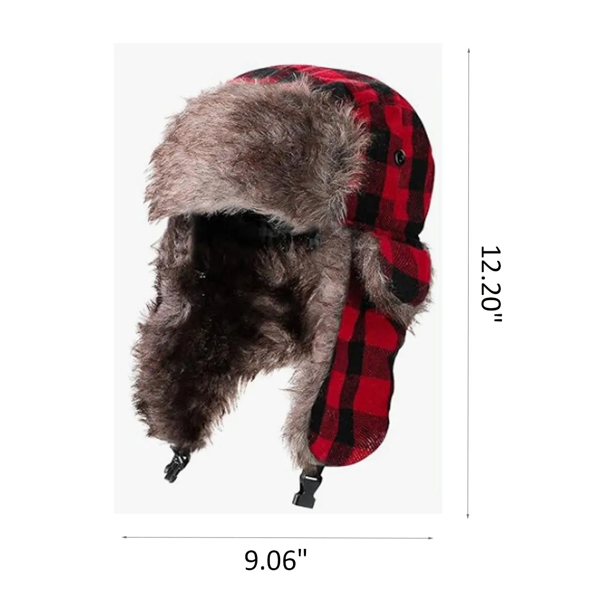 WarmThick Winter Windproof Unisex Plaid Trapper Hat 5