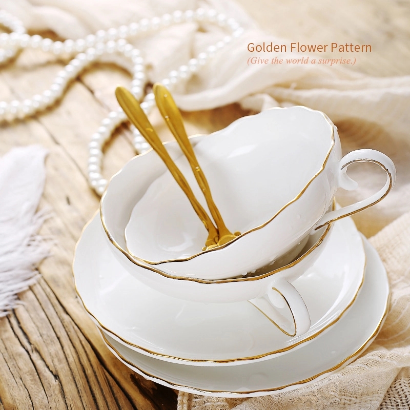 6OZ Bone china Coffee Cup and Saucer Simple &Afternoon Tea 4
