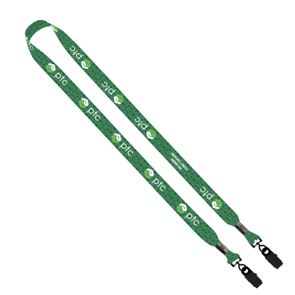 3/4" rPET Dye-Sublimated Double-Ended Lanyard with Metal Crimp and Bulldog Clip 2