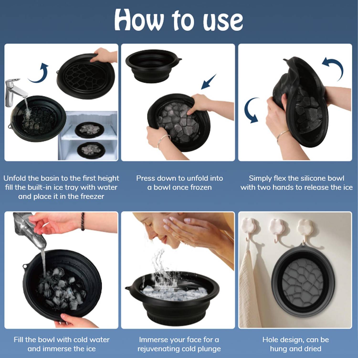 Ice Therapy Facial Wash Basin-Portable Silicone Foldable 5