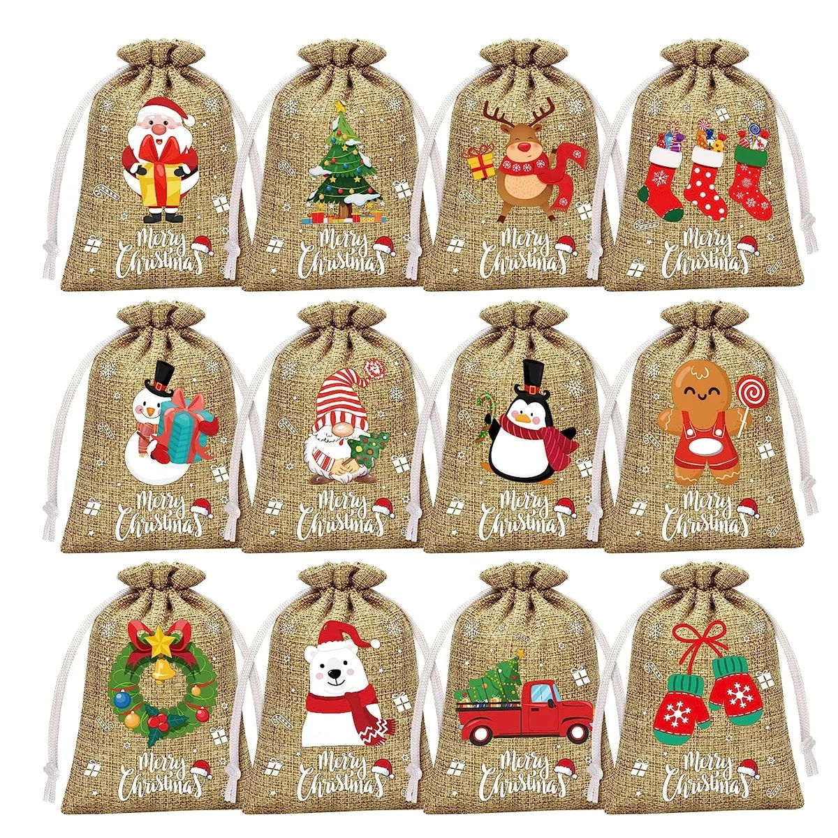 Christmas Gift Bags with string and Pegs 3
