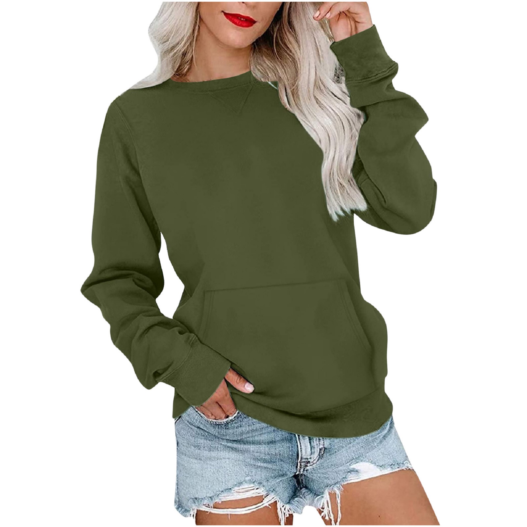 Casual Womens Sweatshirts Crewneck Long Sleeve Tops, custom hoodie or sweatshirt with logo imprint 2