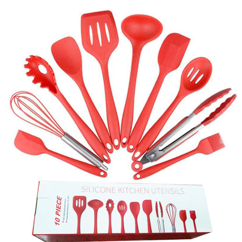 10 Piece Silicone Kitchen Cooking Utensils Tool Set 1