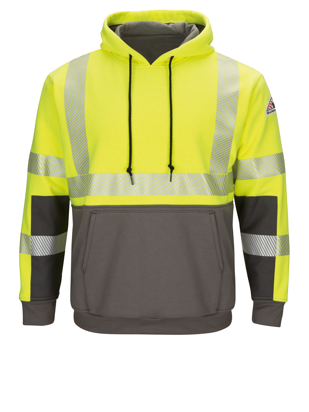 Bulwark - Hooded Fleece Sweatshirt - Men's Hi-Visibility Color Block Pullover Fleece Sweatshirt