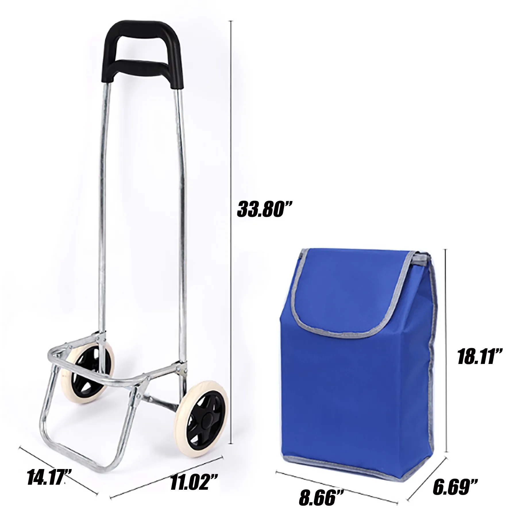 Two Wheeled Hand Pulled Grocery Cart Shopping Bag 4