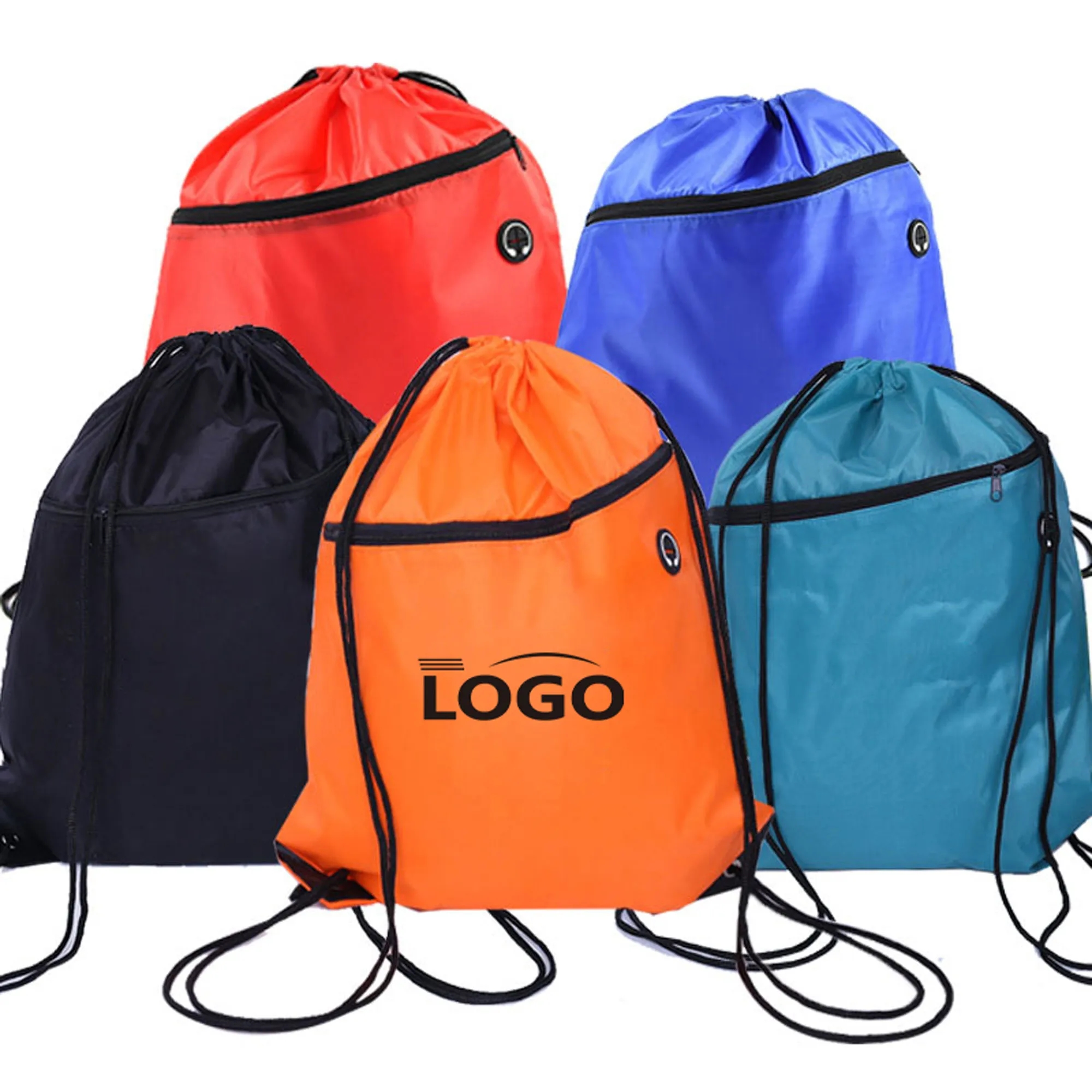 Gym Draw String Backpack With Zipper Pocket 2