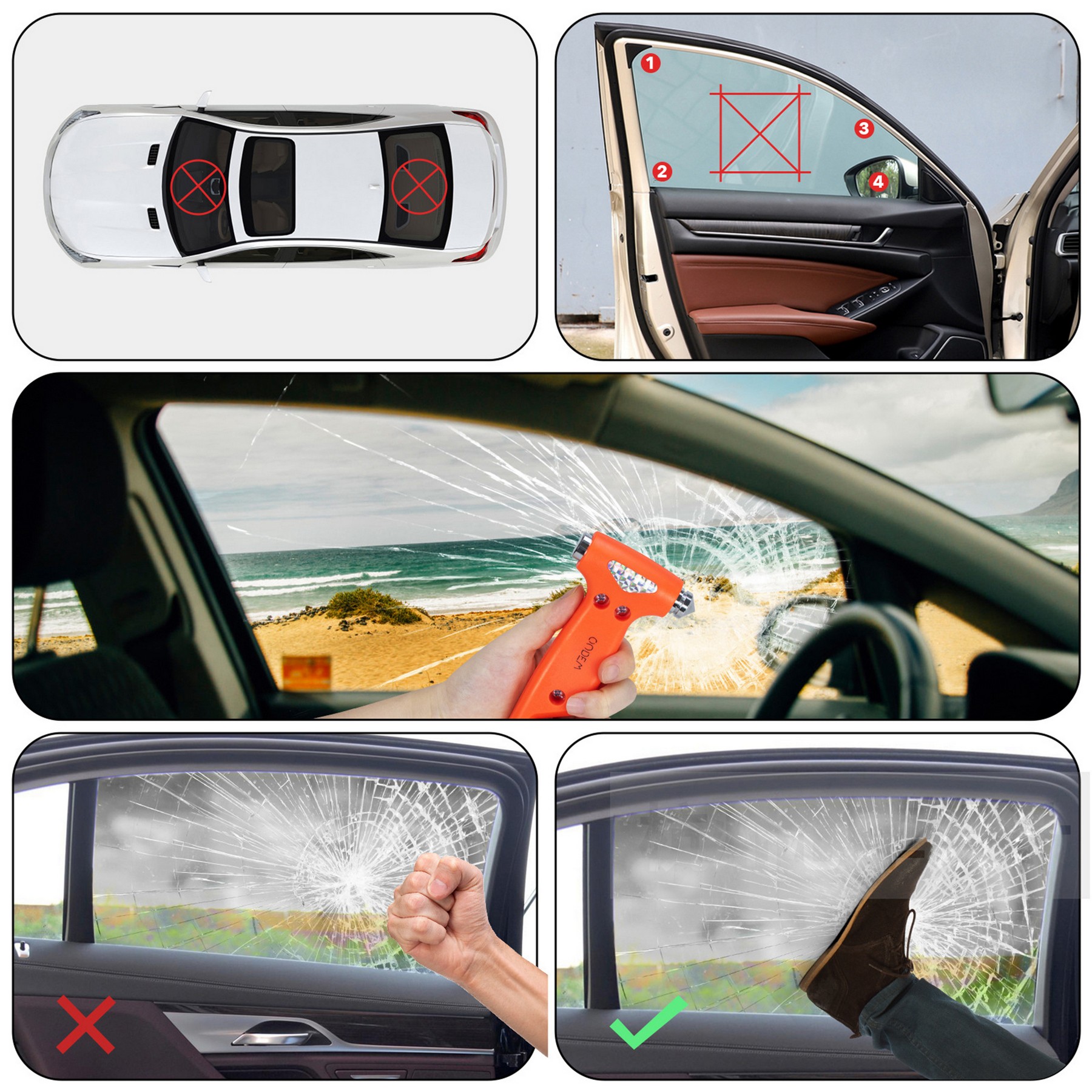 Safety Hammer Car Window Breaker 5