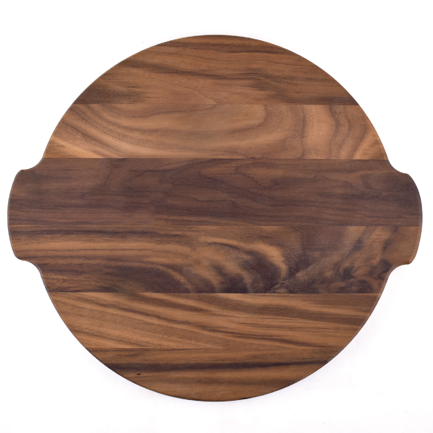 12" Walnut Round Cutting Board w/ Juice Groove & Handles 3