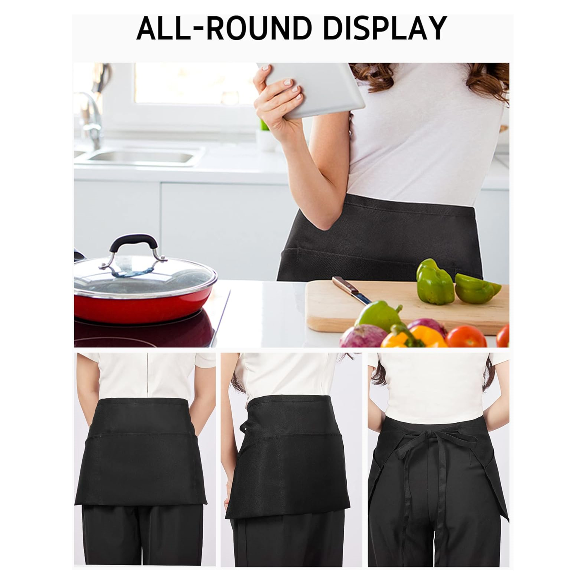 Waterdrop Resistant Waist Aprons With 3 Pockets 5