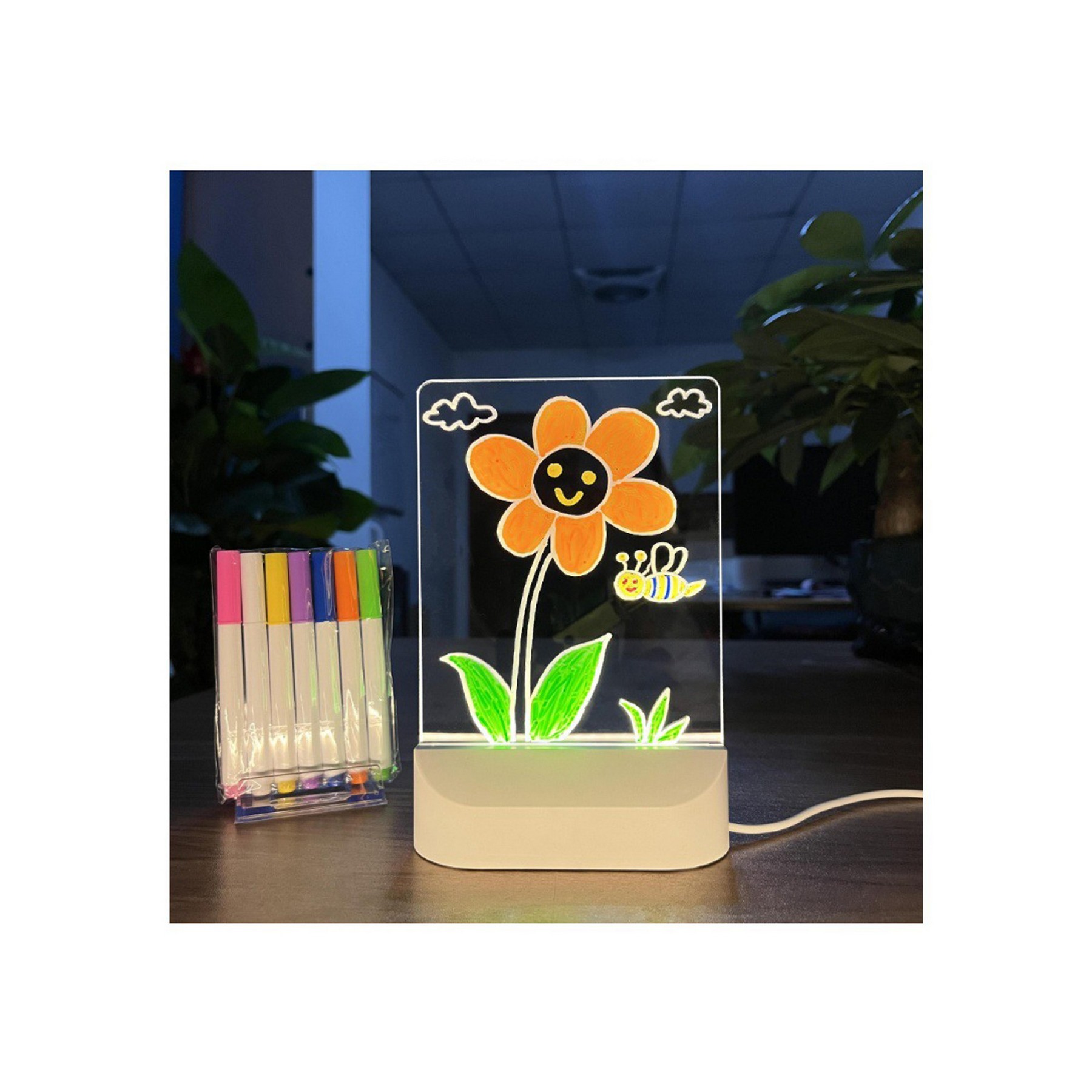 Usb Acrylic Light Message Board With 7 Colors Pen 5