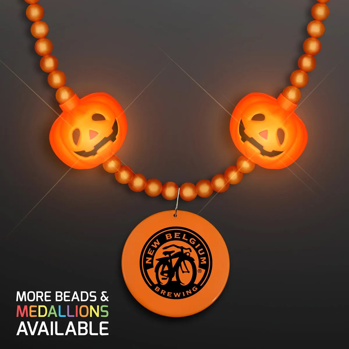 LED Pumpkin Light Beads with Orange Medallion 1