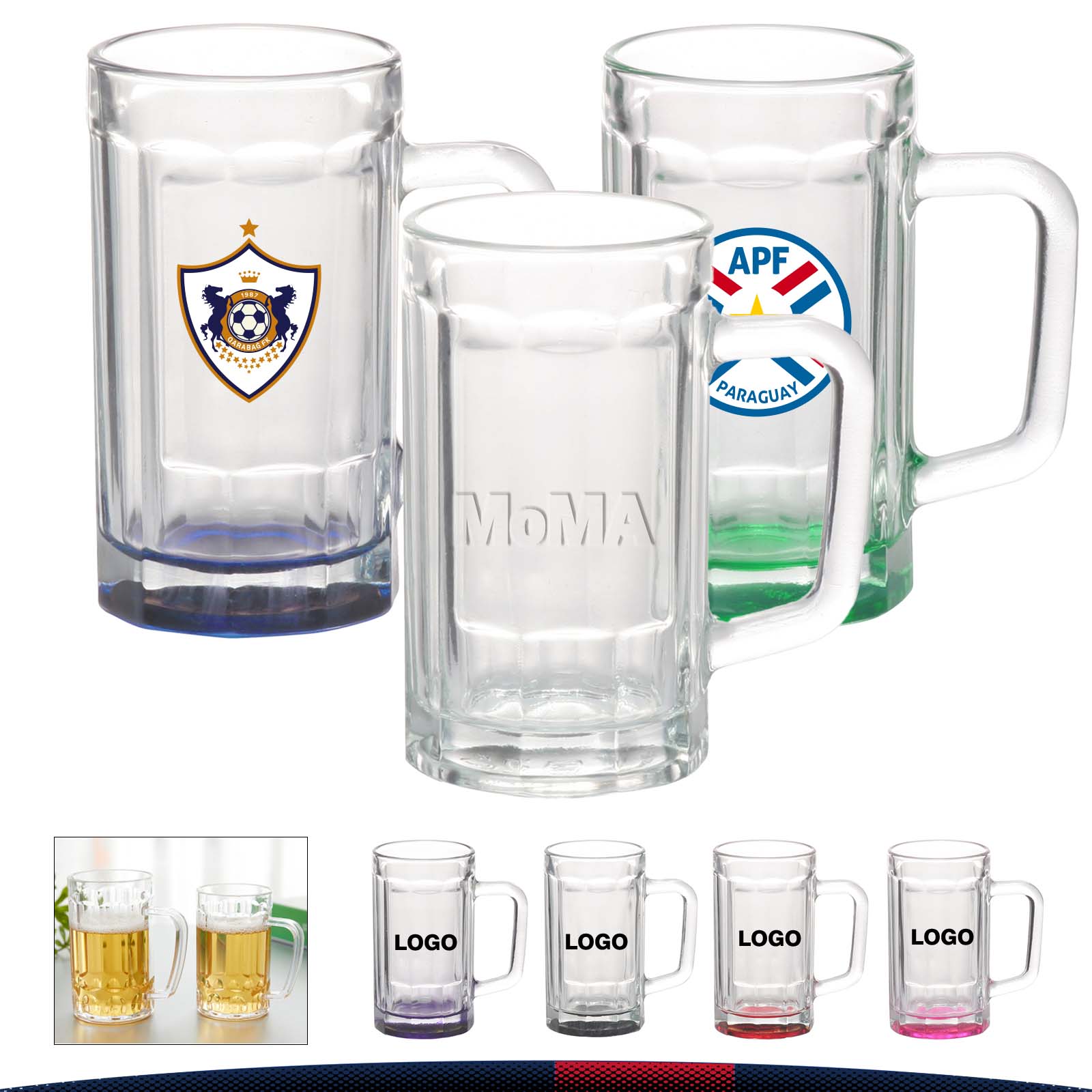 15 oz. Blune Glass Beer Mugs 7