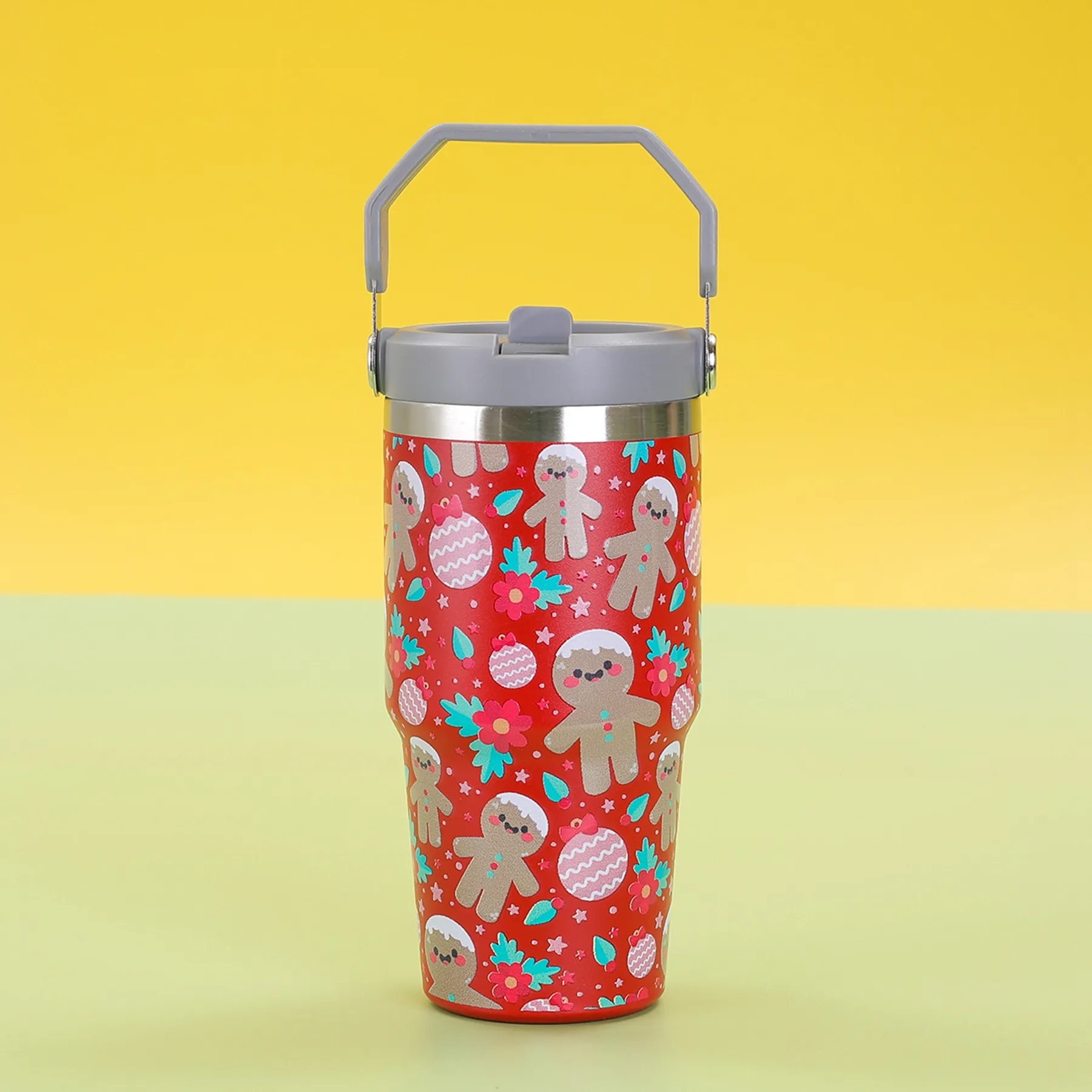 30 Oz. Custom Christmas Theme Vacuum Mug with Straw Lid 3