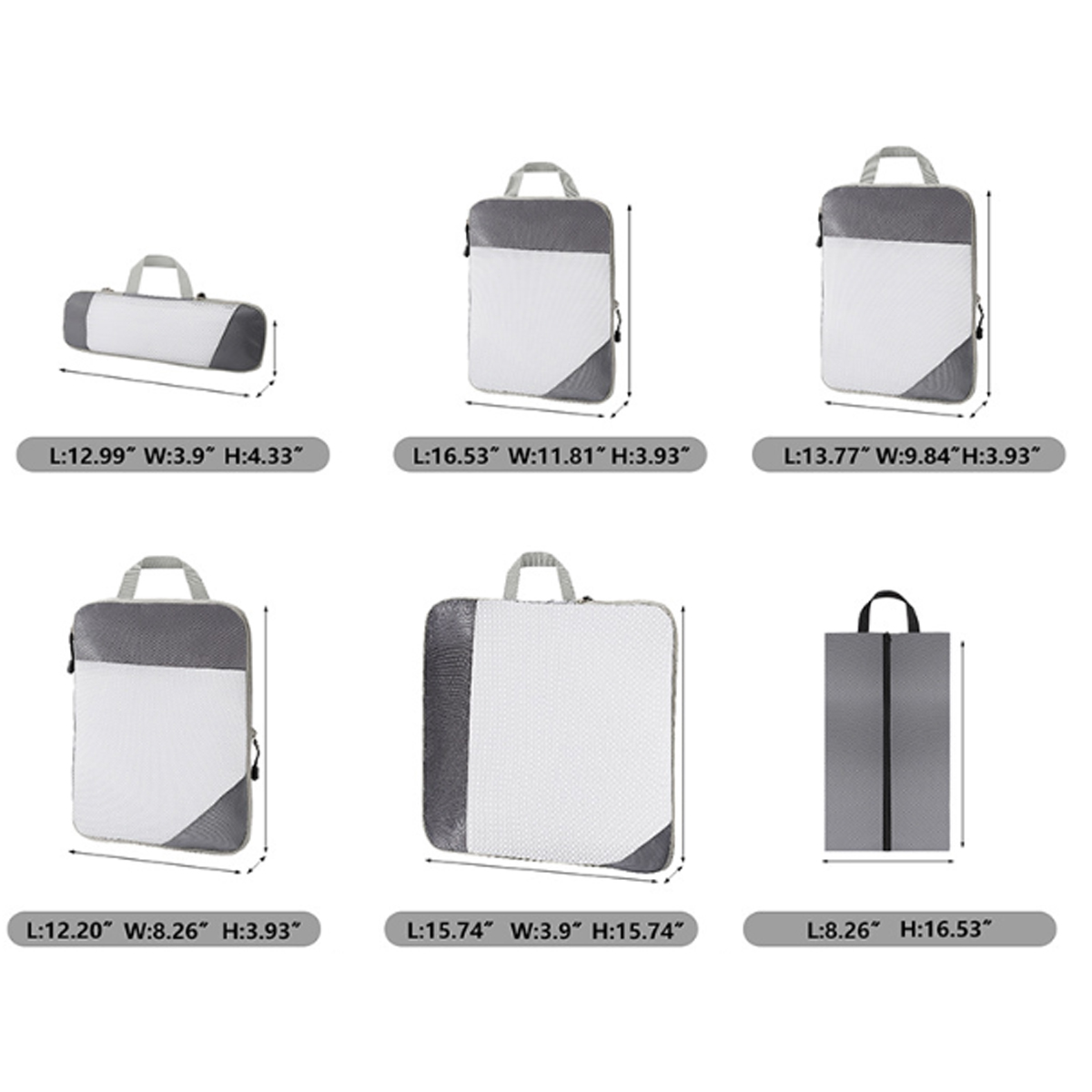 6-Piece Waterproof Travel Organizer Set with Compression 7