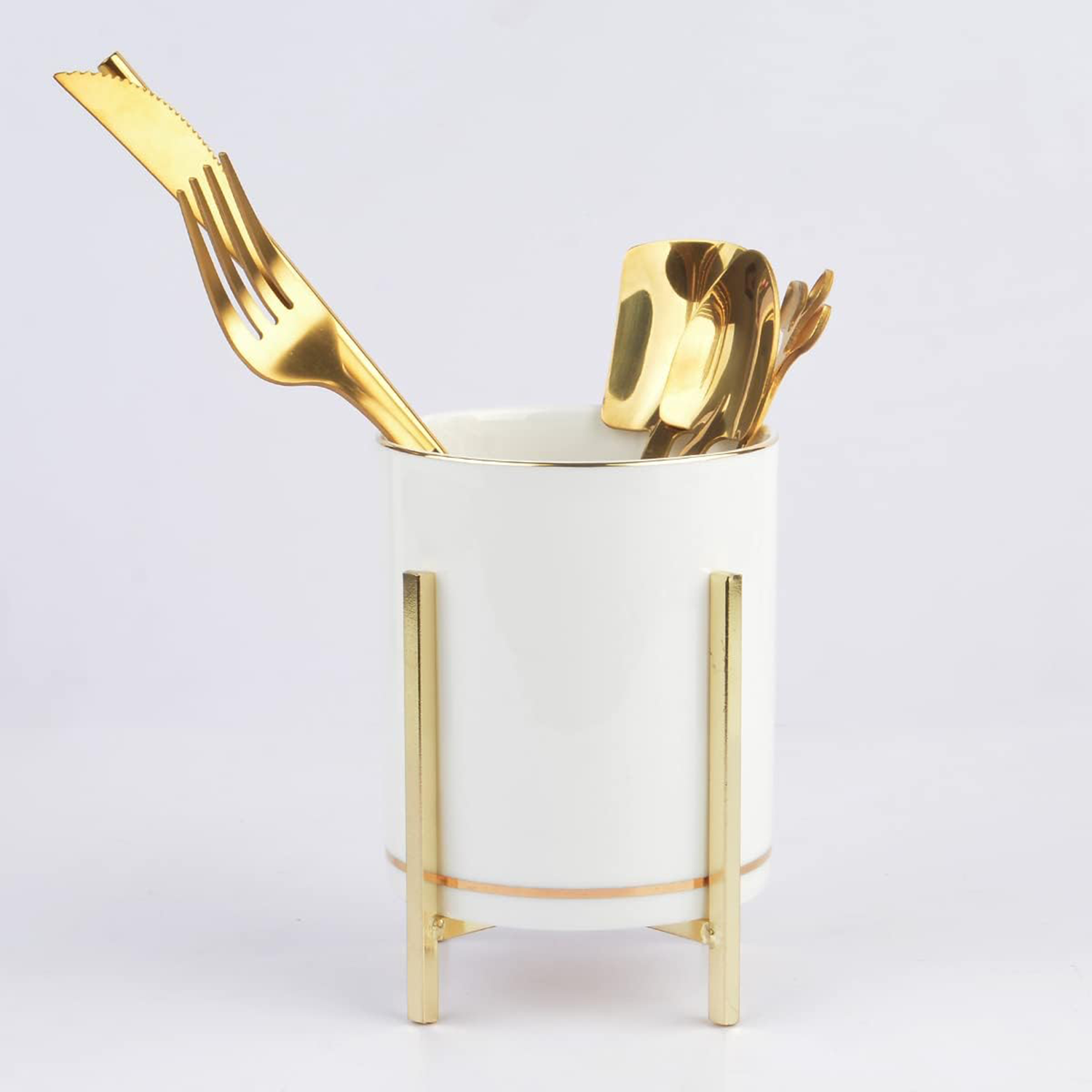 Durable Ceramic Gold Bracket Pen Holder 3