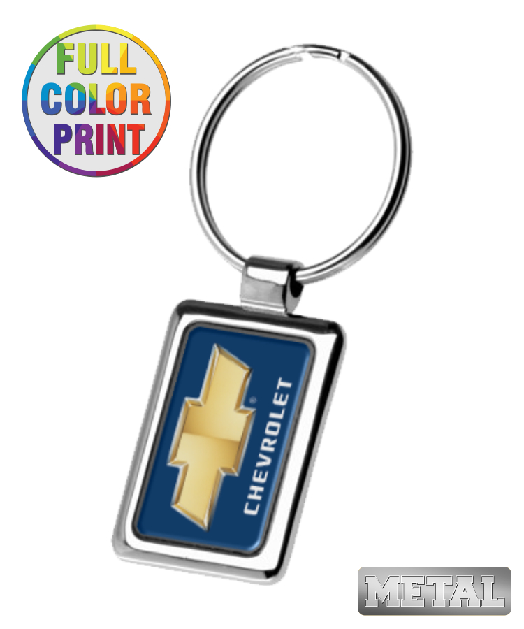 Rectangle Shaped Metal Keychain-Full Color Dome 1
