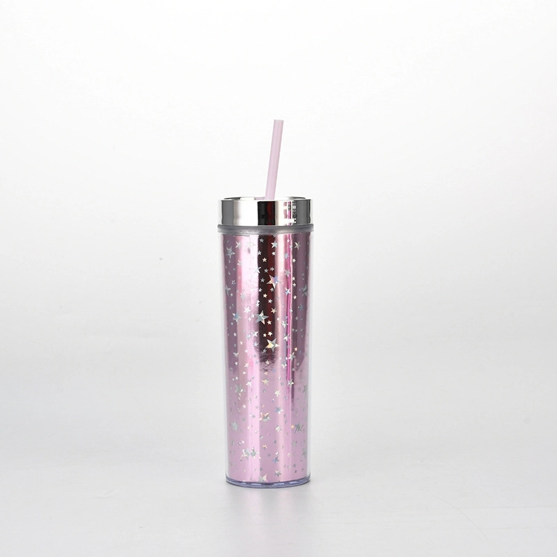 Custom Transparent AS Plastic Sequin Straw Tumbler 6