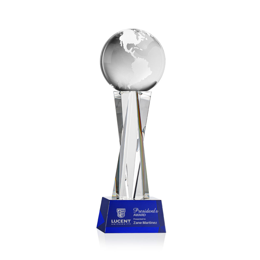 Globe Award on Grafton Base - Blue 3