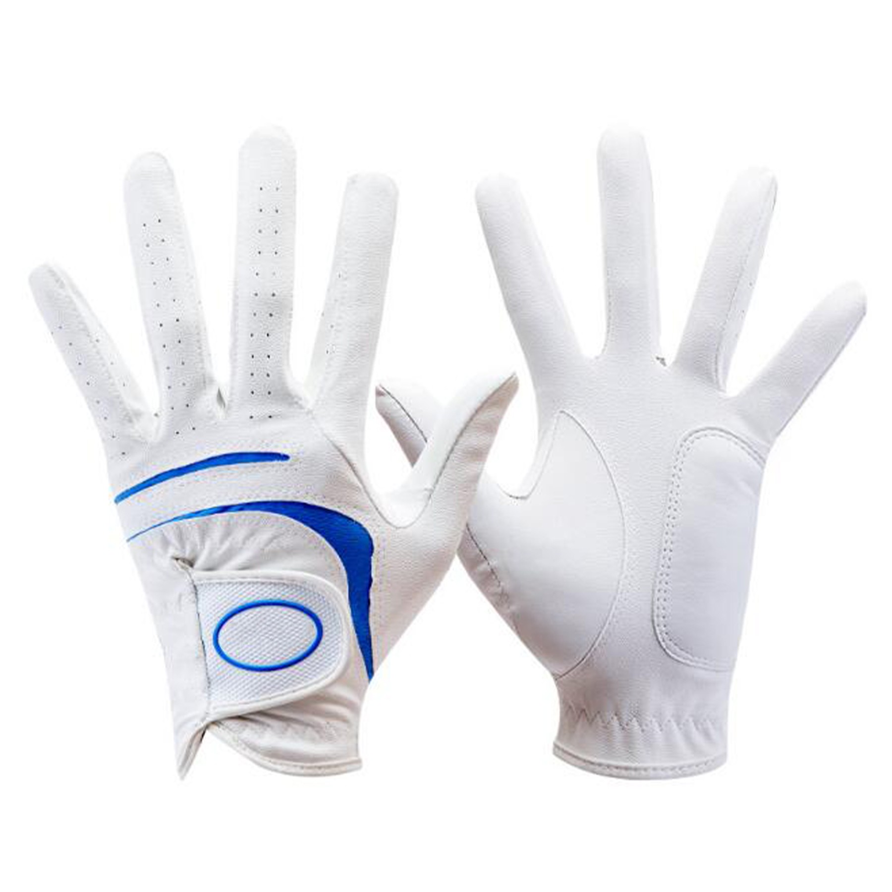 White With Blue Customizable Golf Gloves 3