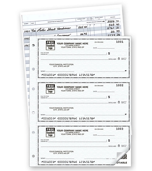 Duplicate Deskbook Checks, 3-On-A-Page Compact With Register 2