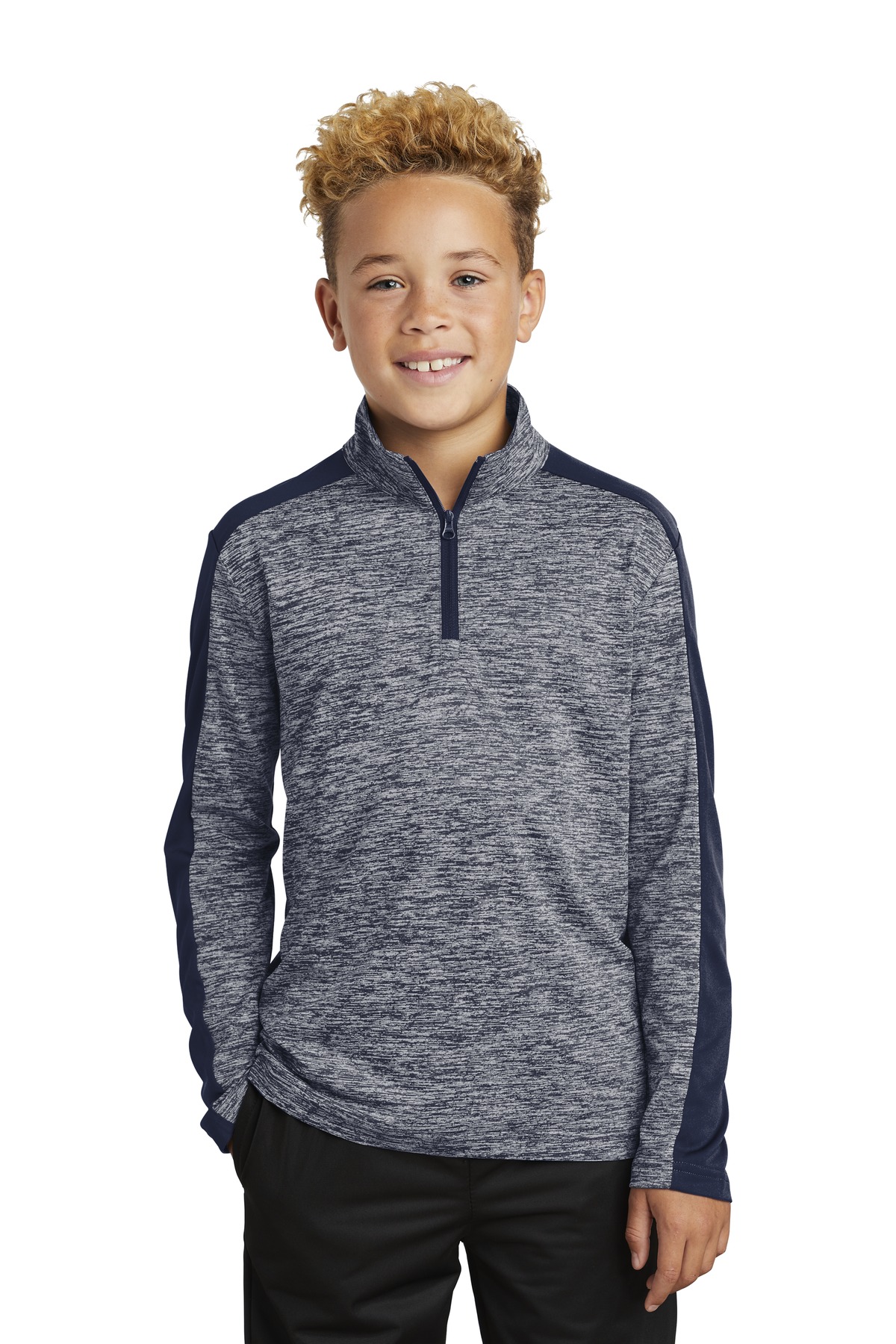 Sport-Tek Youth PosiCharge Electric Heather Colorblock 1/4-Zip Pullover. YST397 16